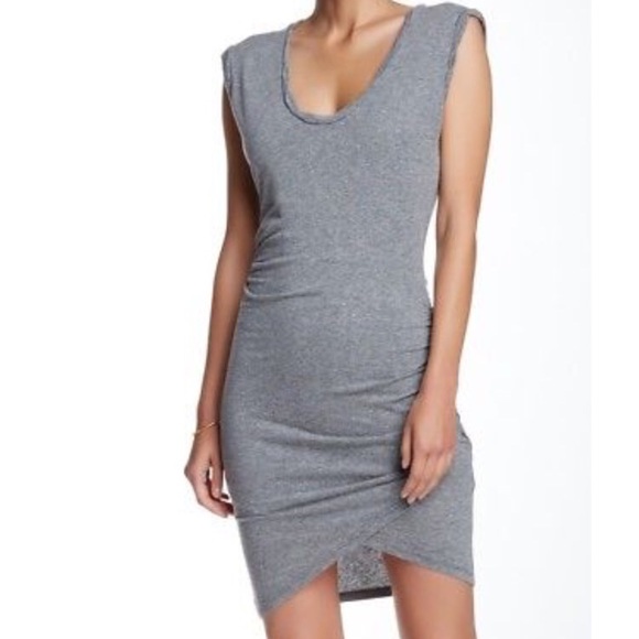 Pam & Gela Dresses & Skirts - Pam & Gela Gray Ruched Distressed Dress